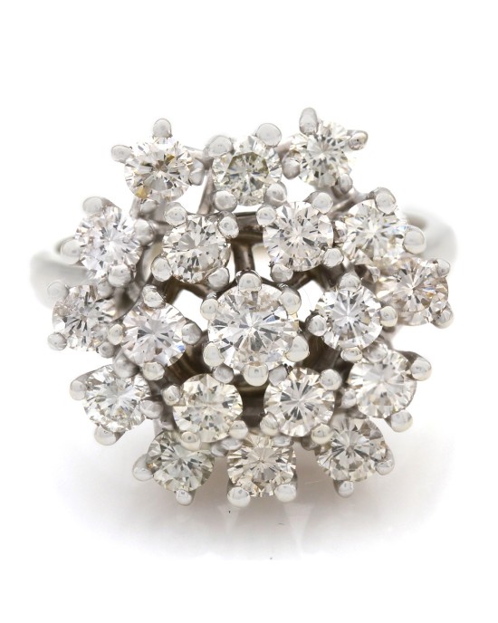 Diamond Cluster Ring in White Gold